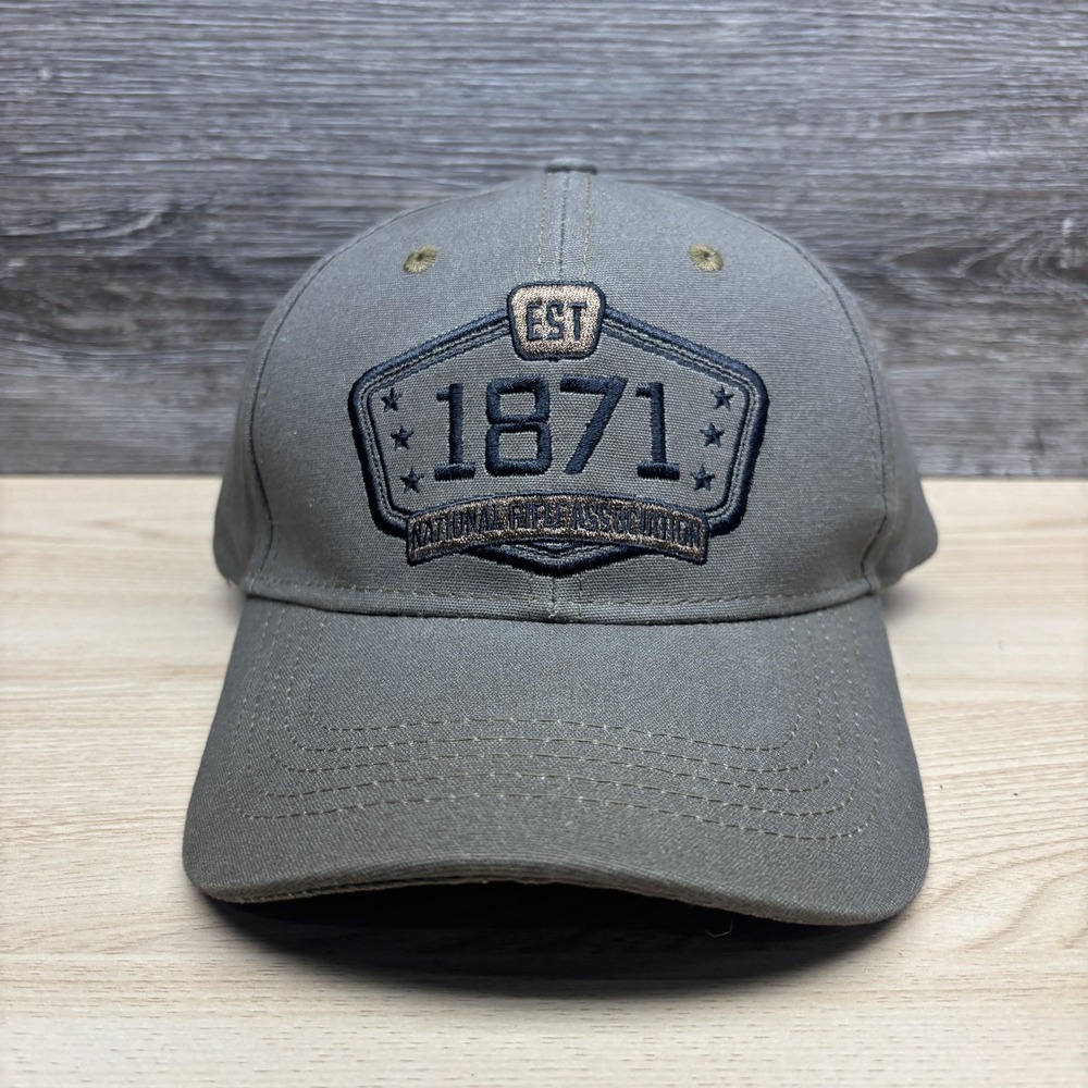NRA 1871 National Rifle Association Hat Cap Strap Back Mens Green Logo